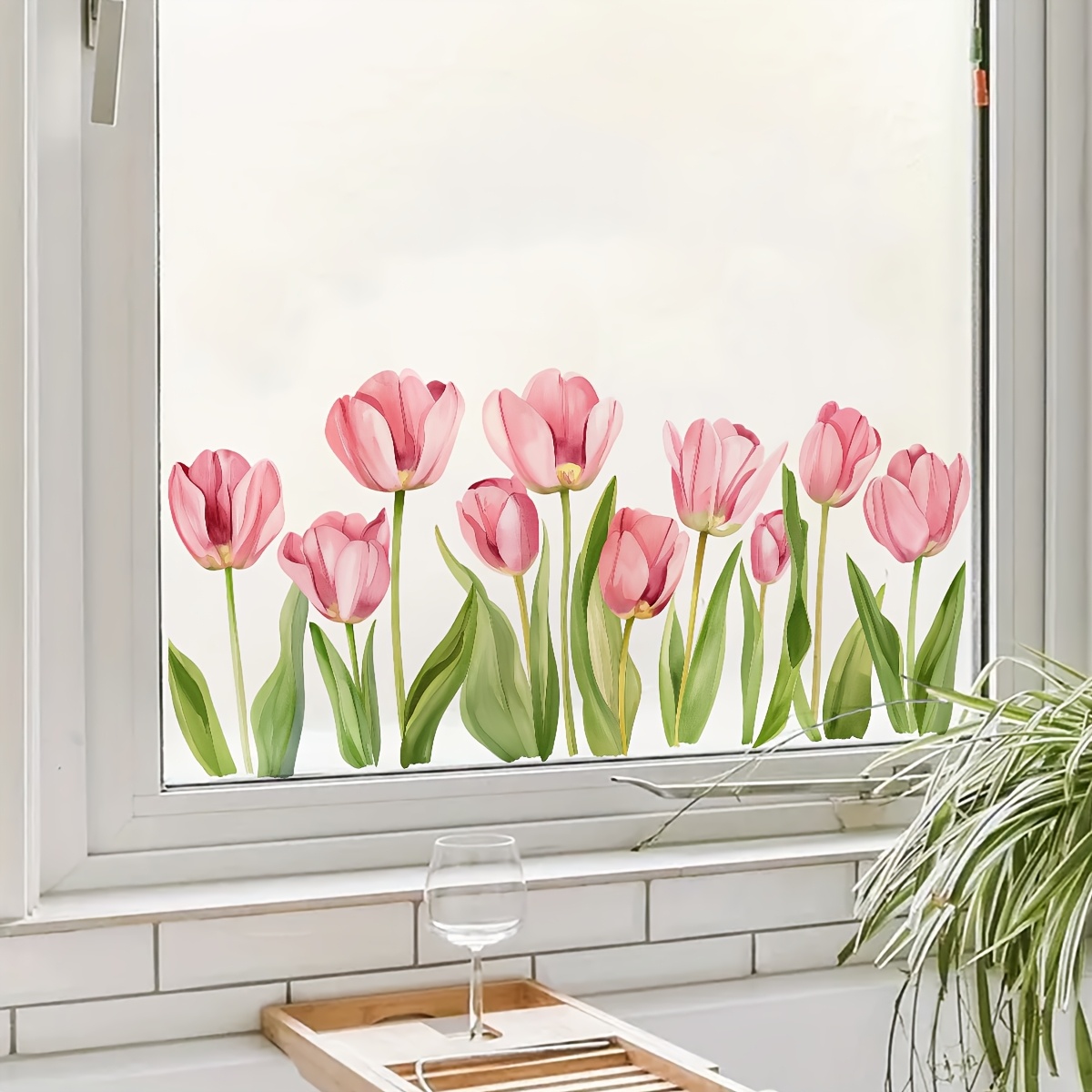 Home One Bathroom - 1Pc Romantic Pink Tulip Bouquet Pattern
