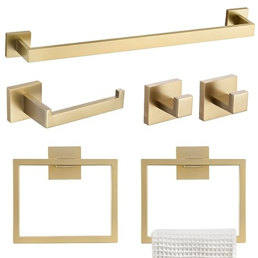 Toilet Paper Holder - 6-Piece Bathroom Towel Bar Sets Brushed