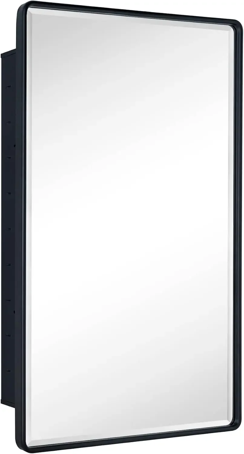 Bathroom Cabinet Mirror - Farmhouse Matt Black Recessed Bathroom Medicine