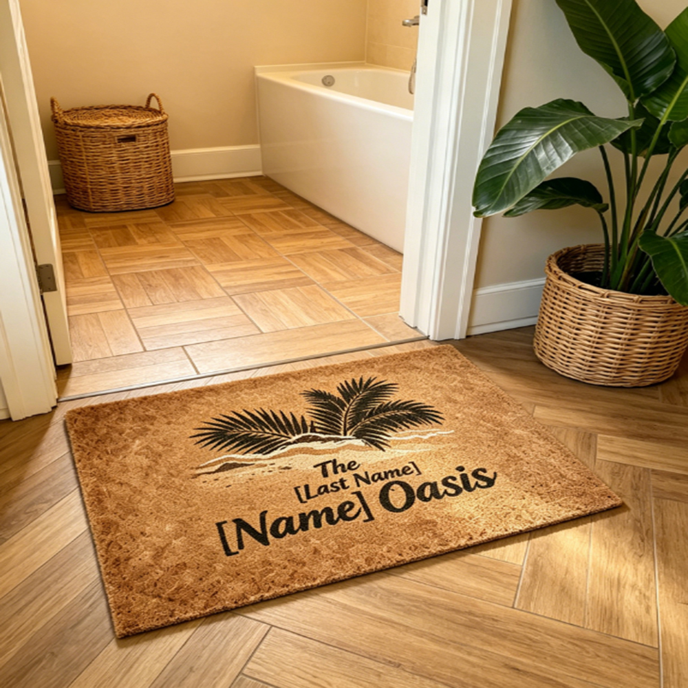 Home Bathroom Name - Durable Home Entrance Mat Custom Last