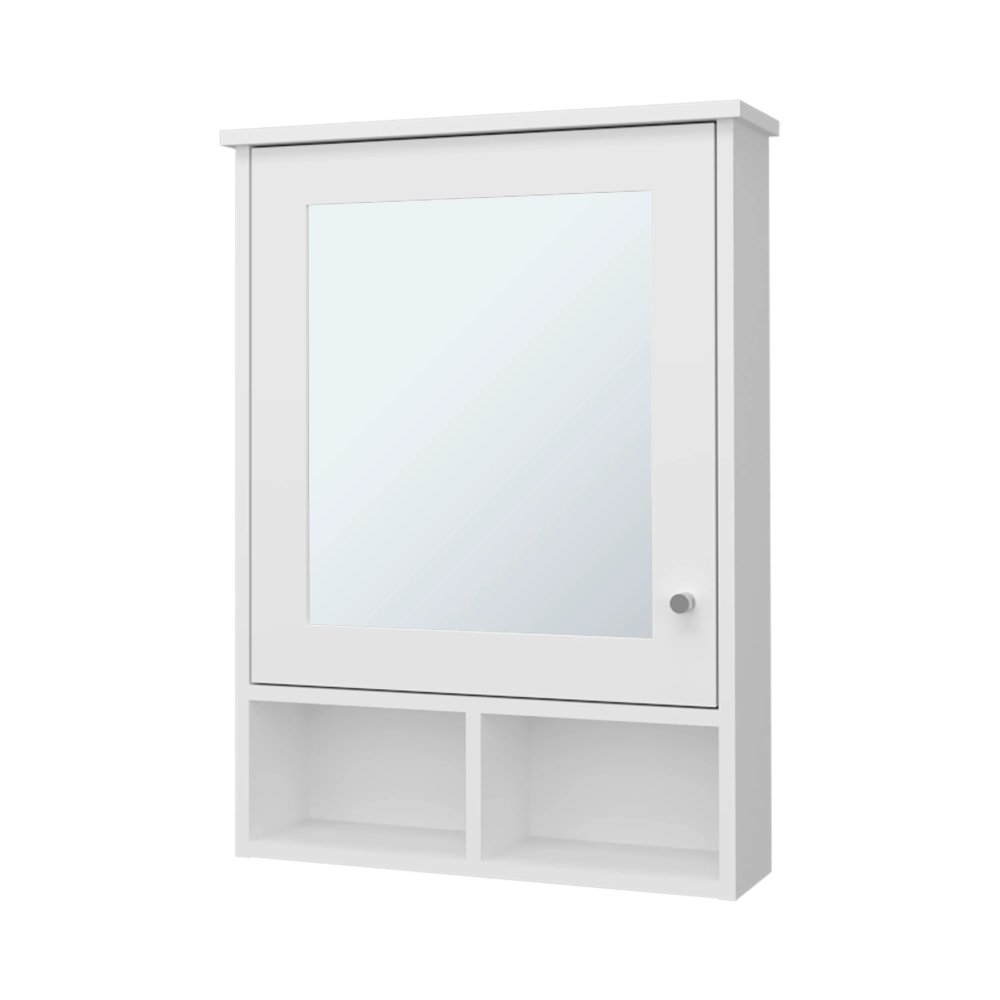 Bathroom Cabinet Mirror - White cabinet with door and mirror