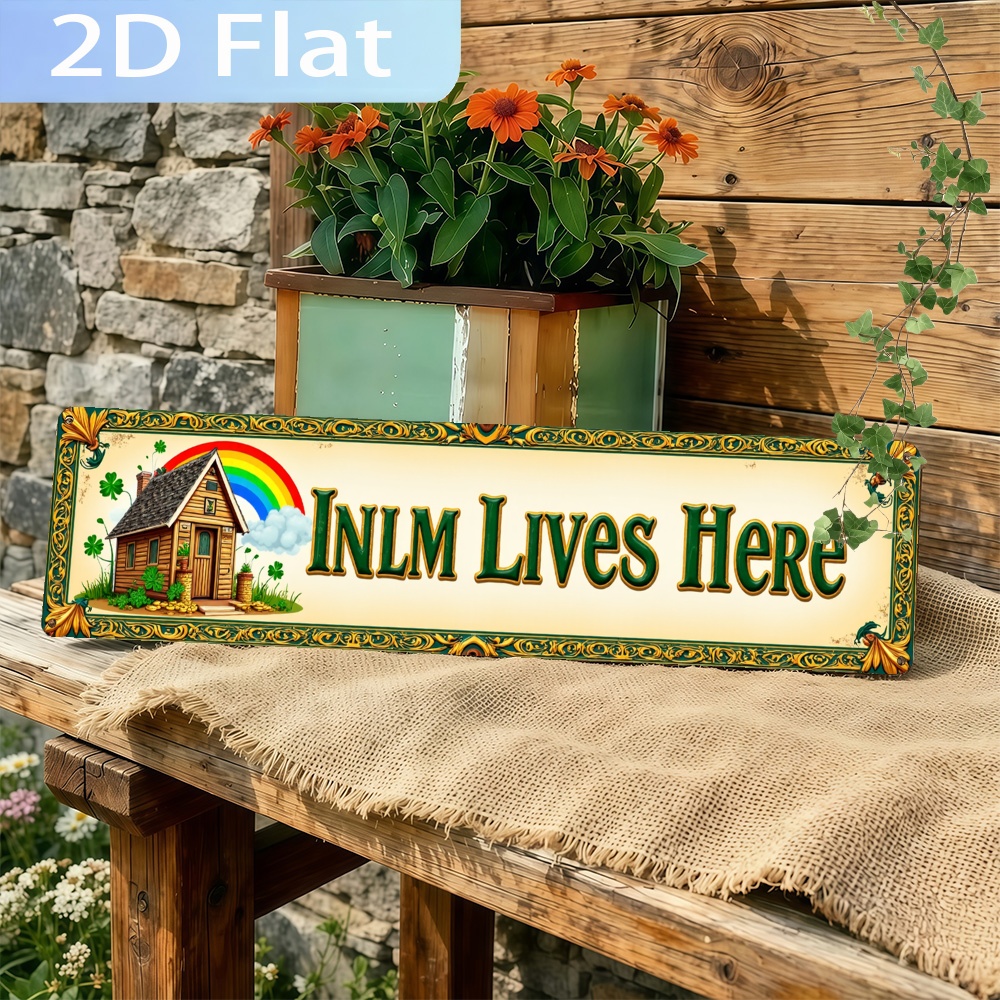 Home Bathroom Name - 2D Flat, Vintage 'INLM Lives Here'