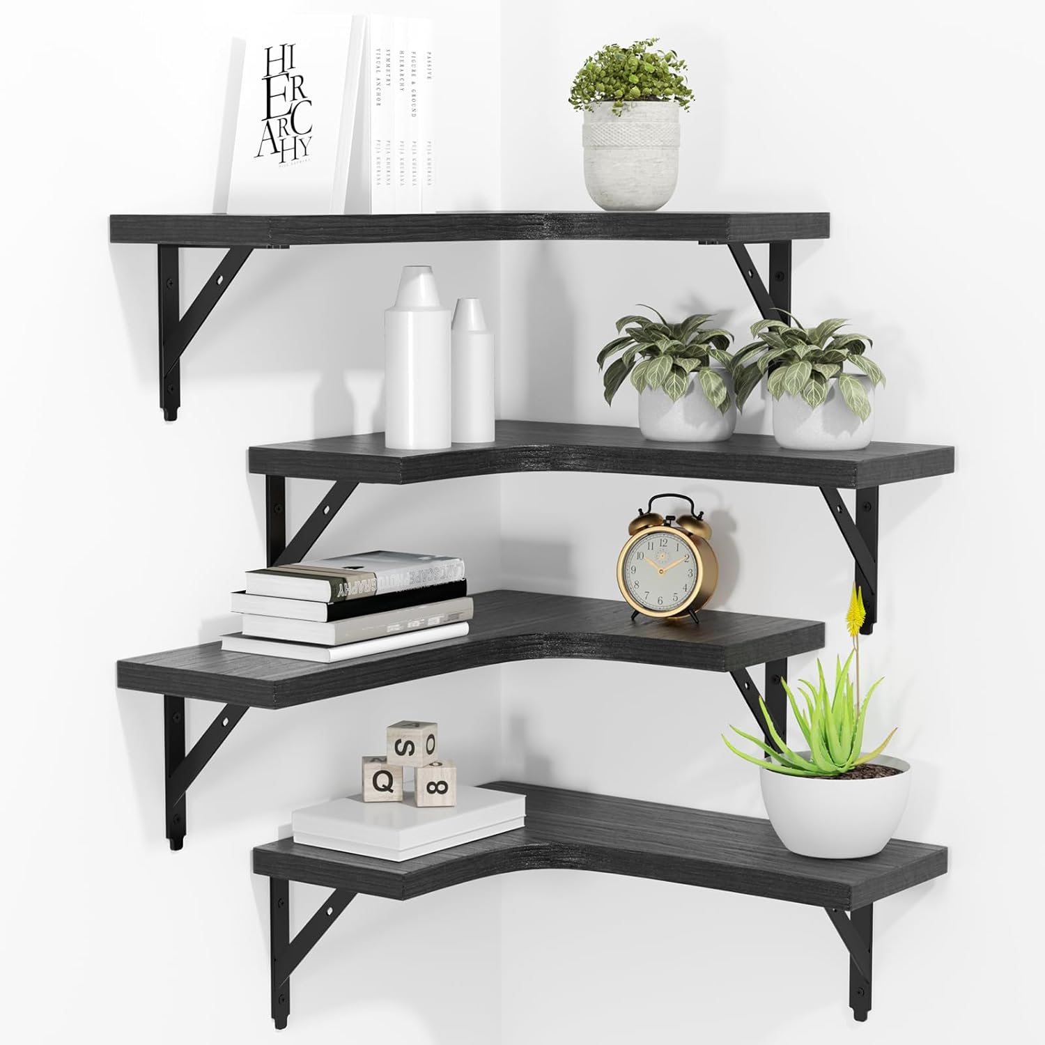 Home Bathroom Shelf - Corner Floating Shelves Set of 4,