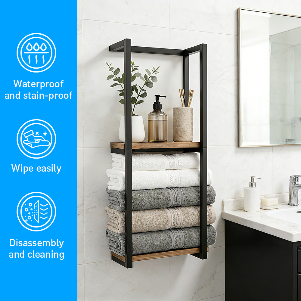 Home Bathroom Shelf - Towel Racks for Bathroom,2 Tier Wall-Mounted