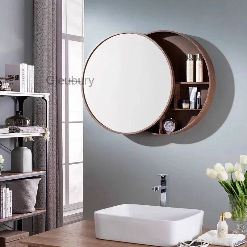 Bathroom Cabinet Mirror - Solid Wood Bathroom Dressing Mirror Decor