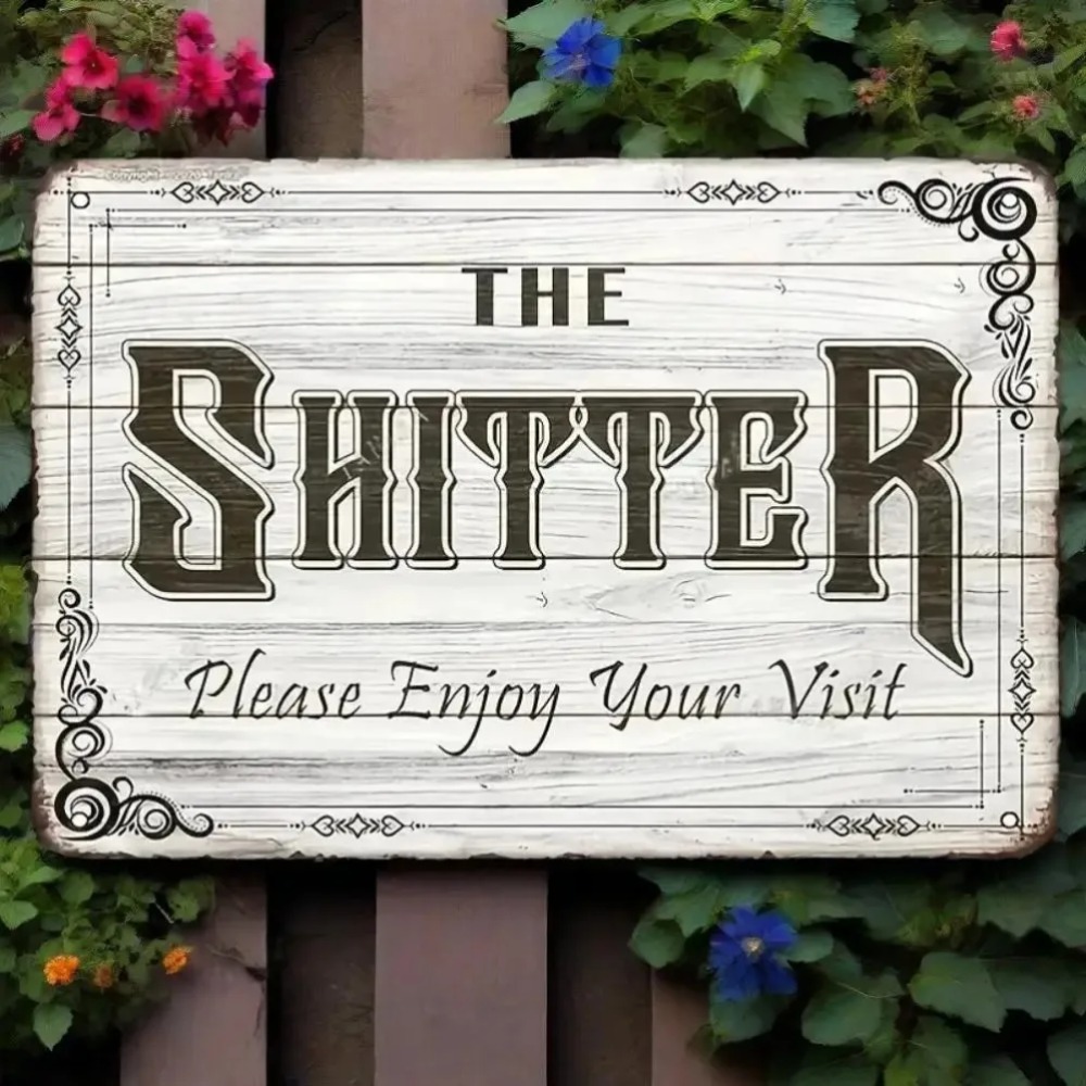 Bathroom Home Visit - Vintage Art Deco-Themed Metal Sign –