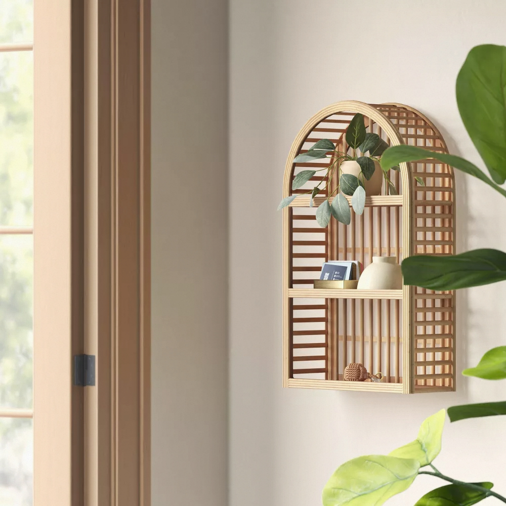 Rattan Arched Wall Shelf,3 Tie - Home Bathroom Shelf recension och pris
