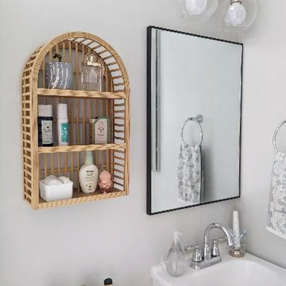 Rattan Arched Wall Shelf,3 Tie - Home Bathroom Shelf recension och pris