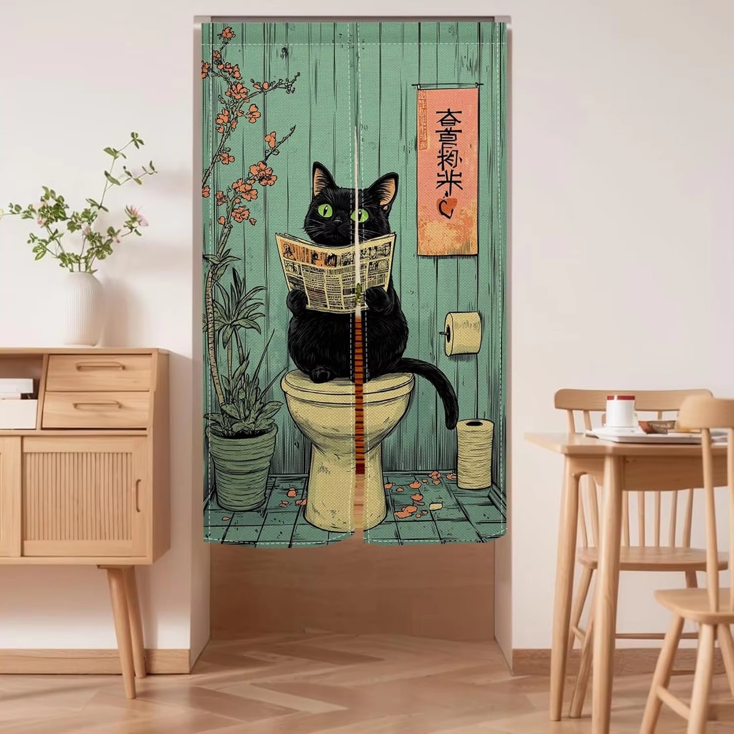 VIKAMA Fun Black Cat Half Curt - Home Bathroom Partition recension och pris