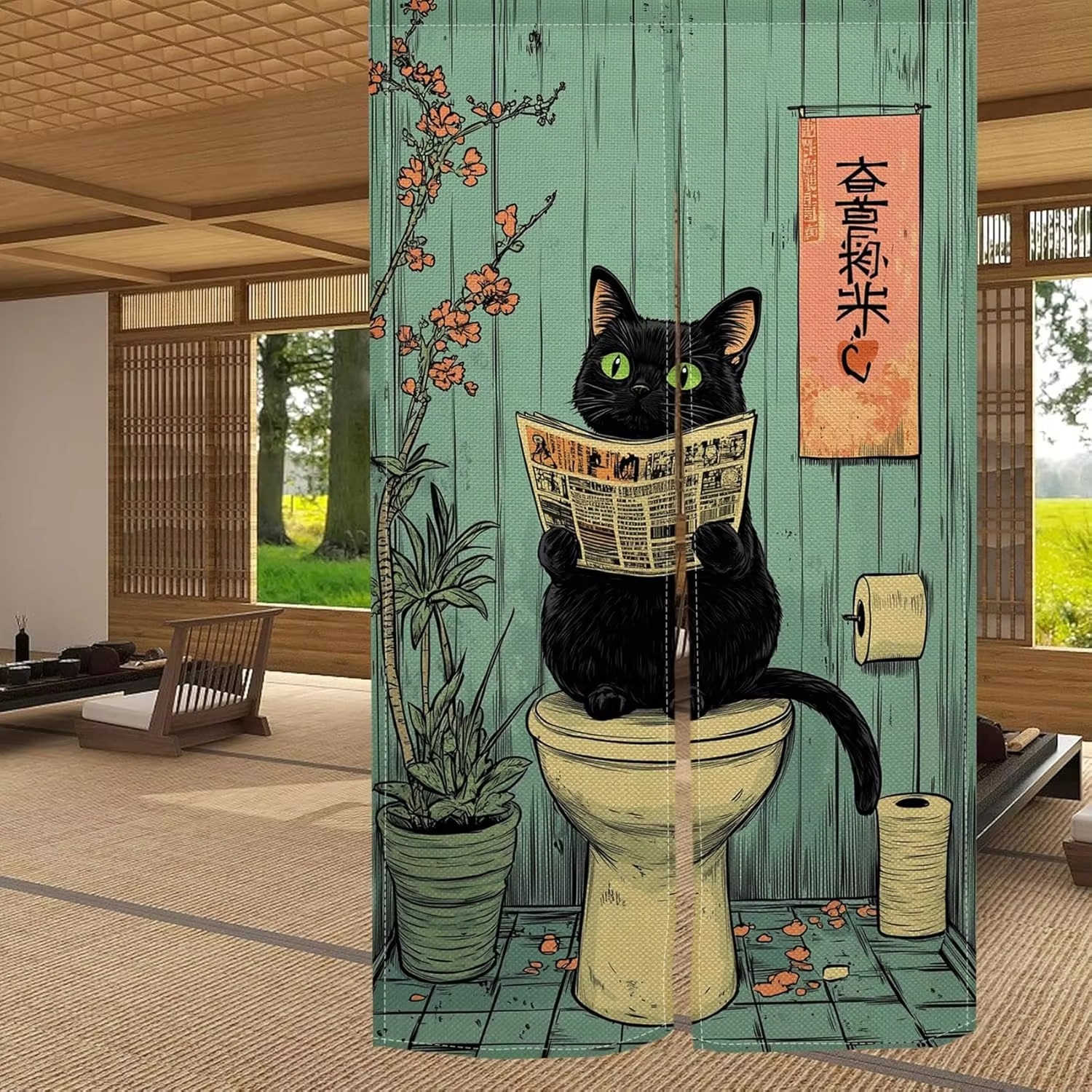 VIKAMA Fun Black Cat Half Curt - Home Bathroom Partition recension och pris