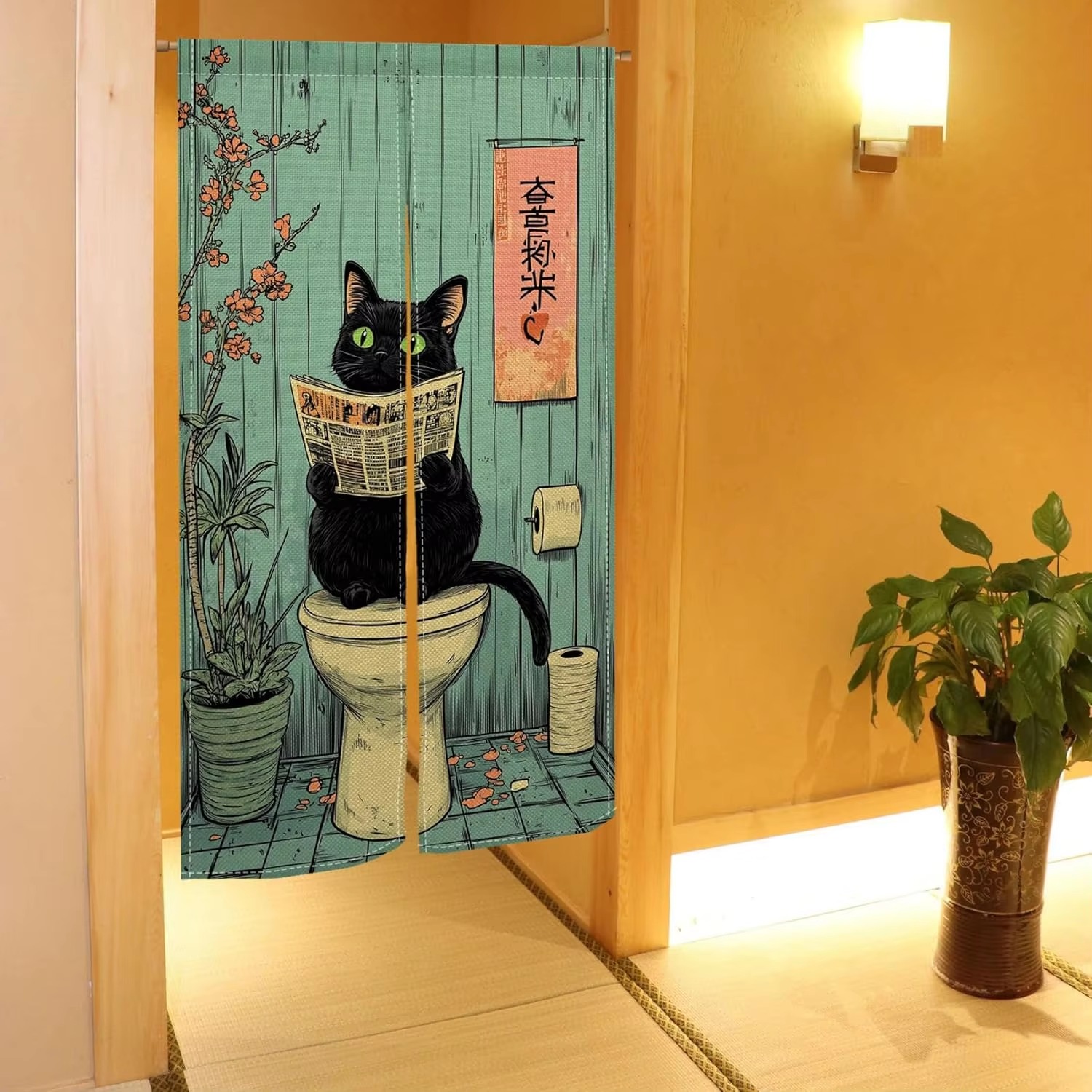 VIKAMA Fun Black Cat Half Curt - Home Bathroom Partition recension och pris