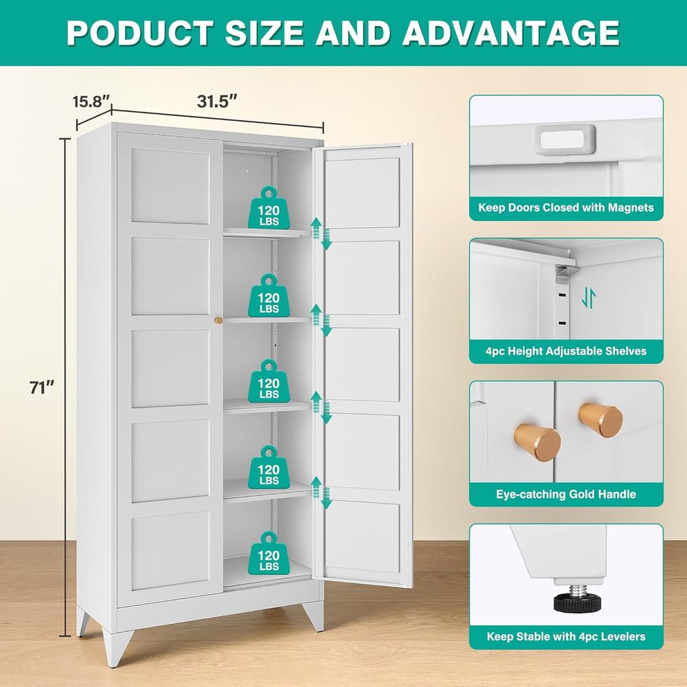 White Tall Metal Storage Cabin - Home Bathroom Shelf recension och pris