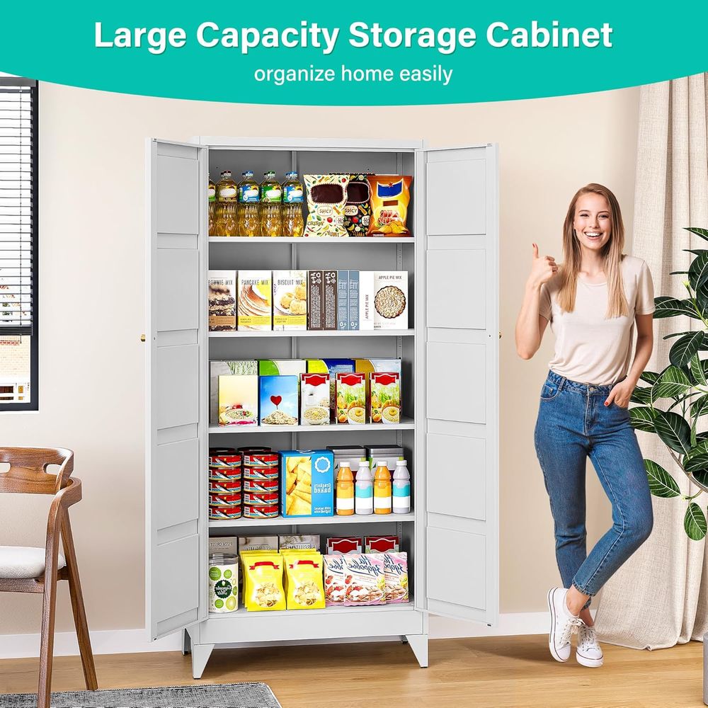 White Tall Metal Storage Cabin - Home Bathroom Shelf recension och pris