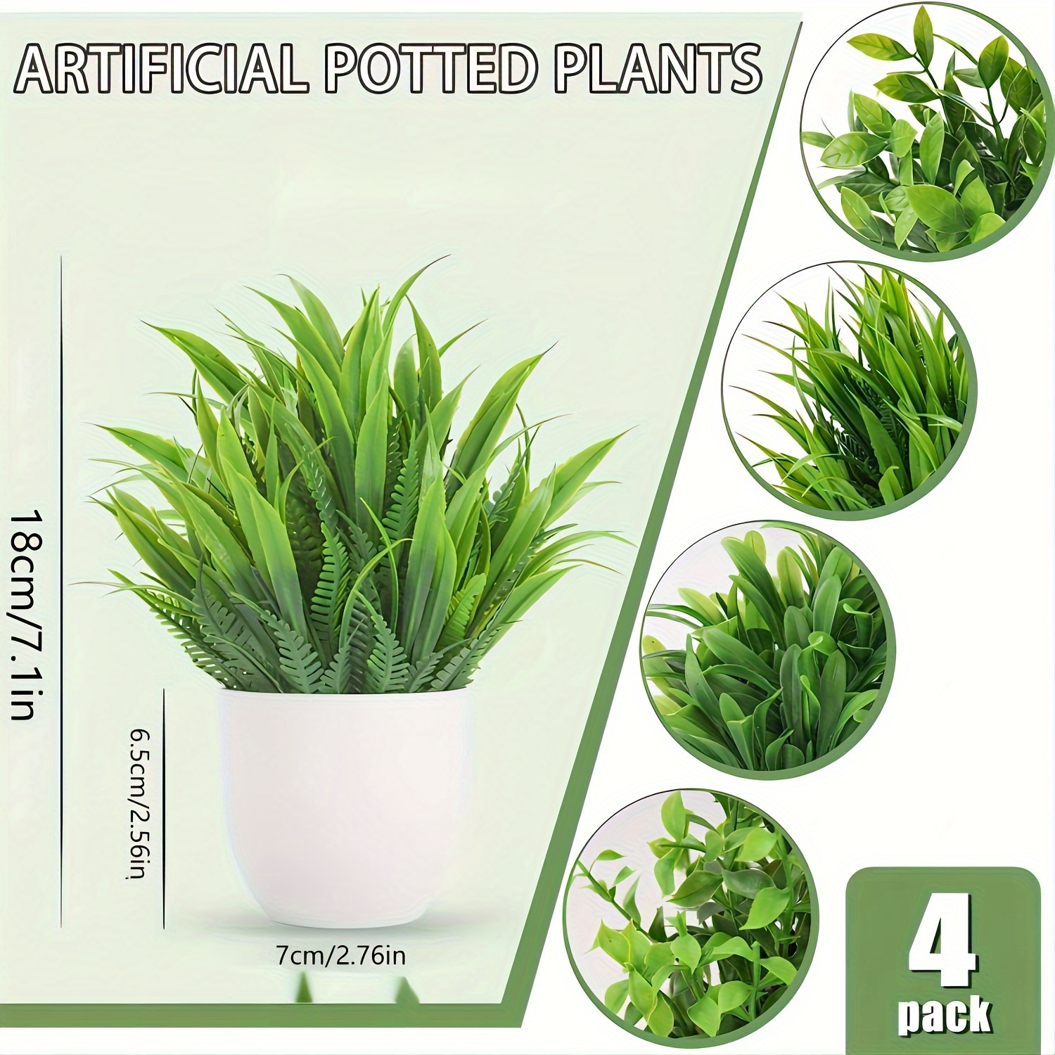 4pcs Mini Artificial Potted Pl - Home Bathroom Shelf recension och pris