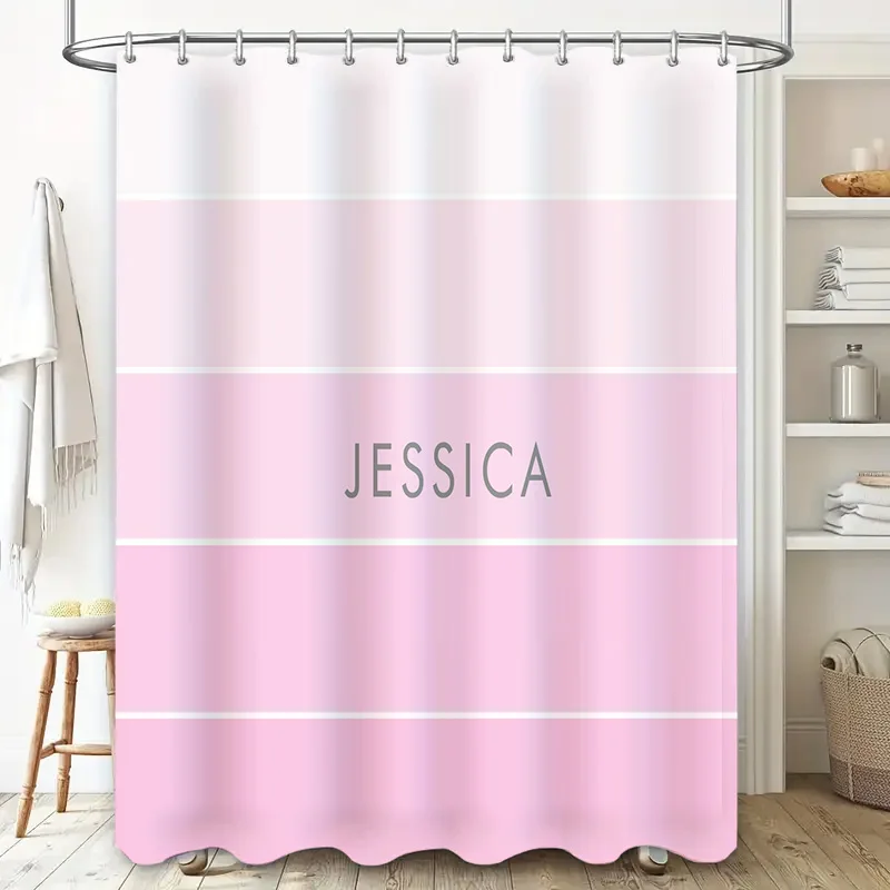 Customizable Pink Bath Curtain - Home Bathroom Name recension och pris
