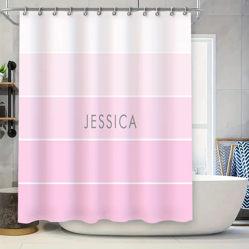 Customizable Pink Bath Curtain - Home Bathroom Name recension och pris