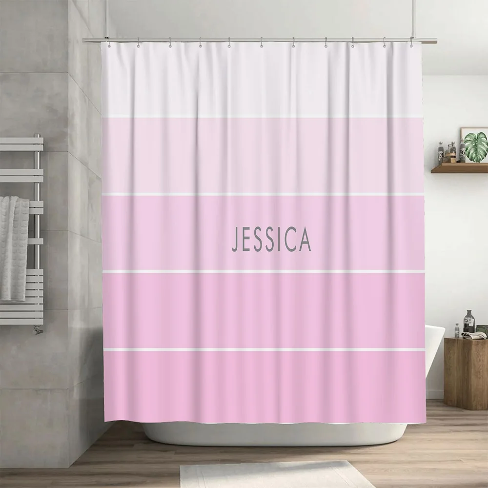 Customizable Pink Bath Curtain - Home Bathroom Name recension och pris