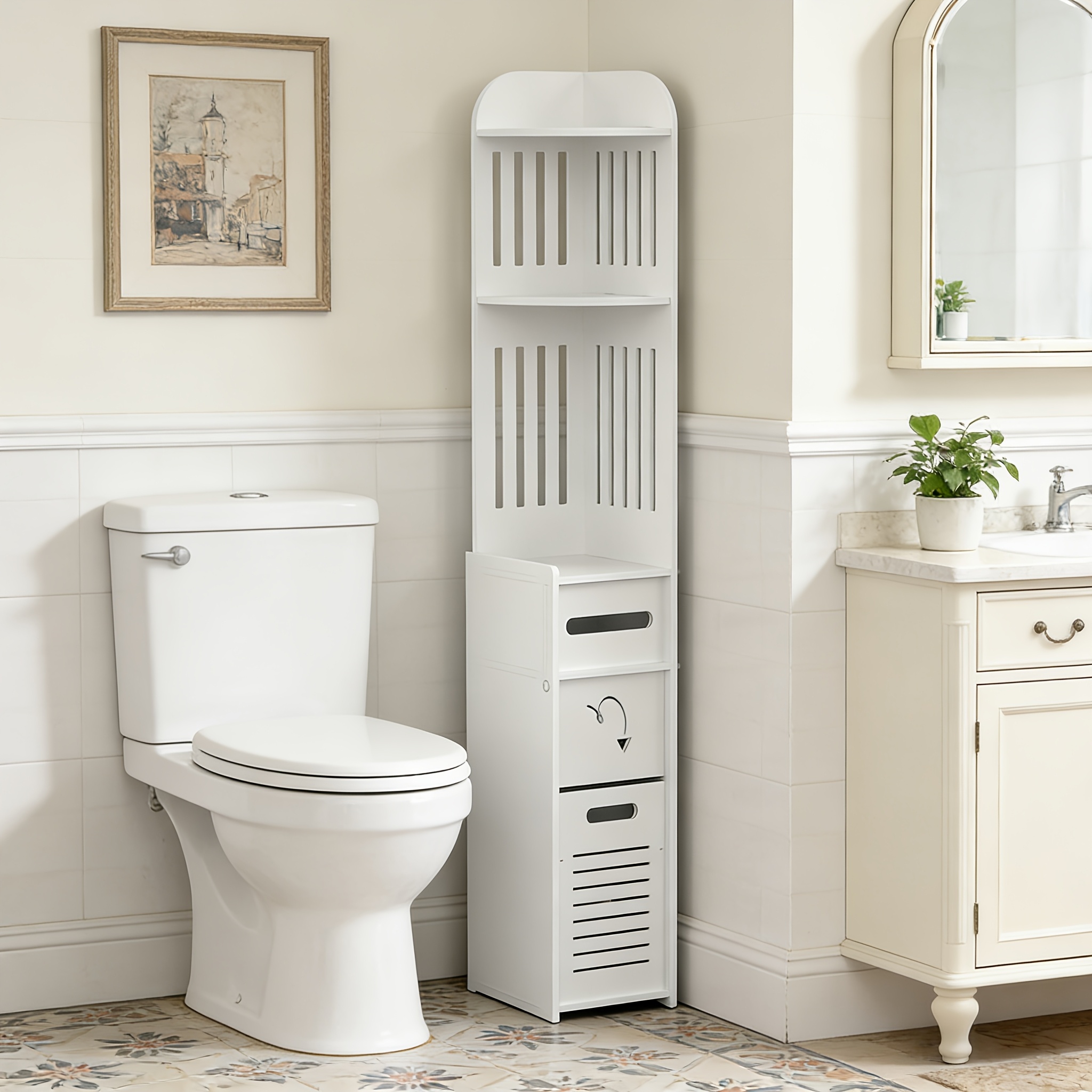 Space-Saving Bathroom Cabinet, - Toilet Paper Holder recension och pris