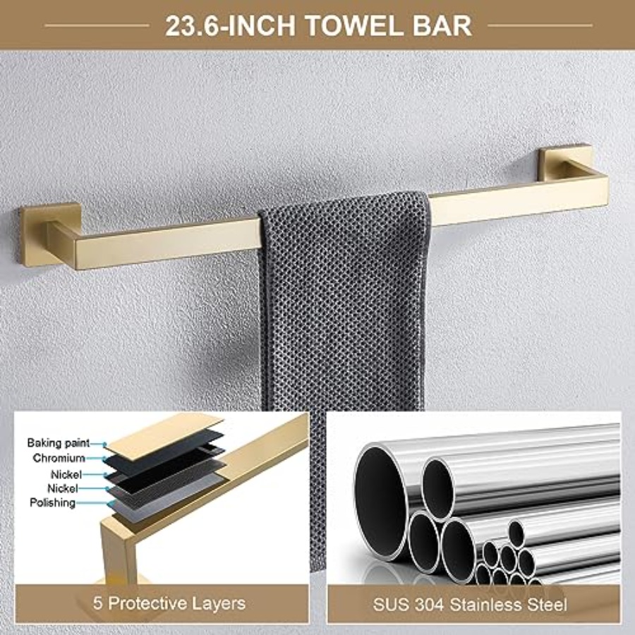 6-Piece Bathroom Towel Bar Set - Toilet Paper Holder recension och pris