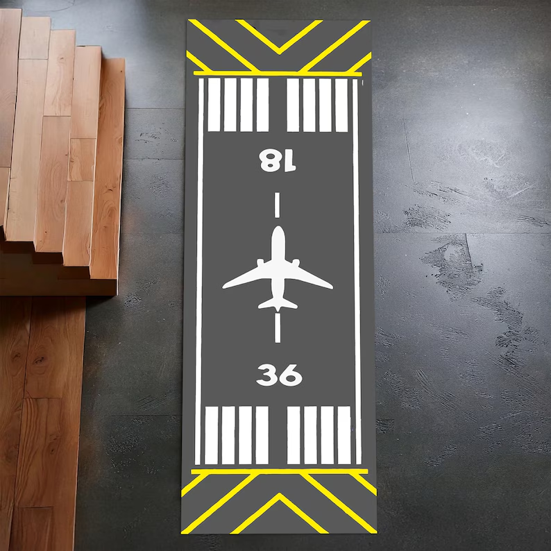 Gray Runway Airplane Rug Pilot - Jet Home Bathroom recension och pris