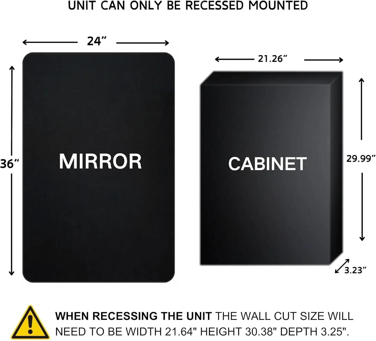 Farmhouse Matt Black Recessed  - Bathroom Cabinet Mirror recension och pris