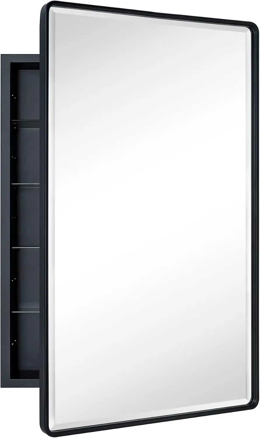 Farmhouse Matt Black Recessed  - Bathroom Cabinet Mirror recension och pris