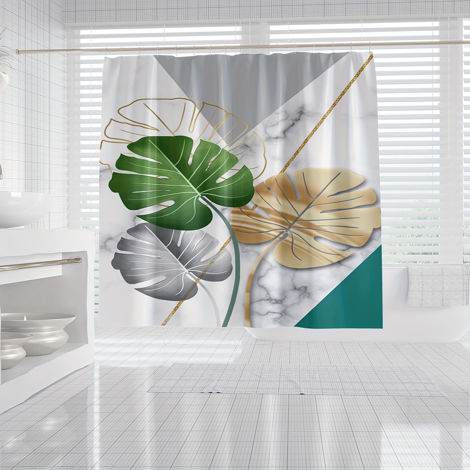 1pc Marble Leaf Pattern Shower - Home Bathroom Partition recension och pris
