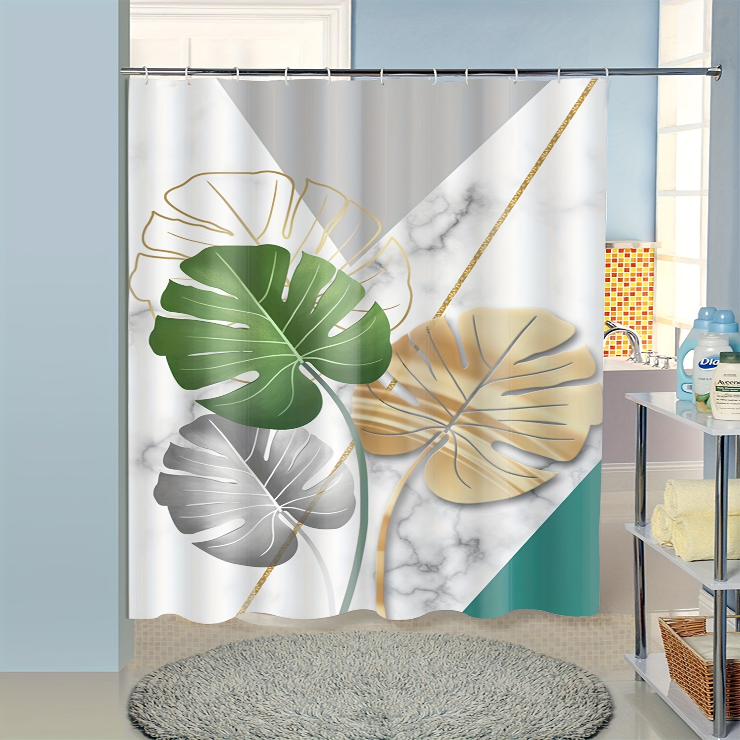 1pc Marble Leaf Pattern Shower - Home Bathroom Partition recension och pris