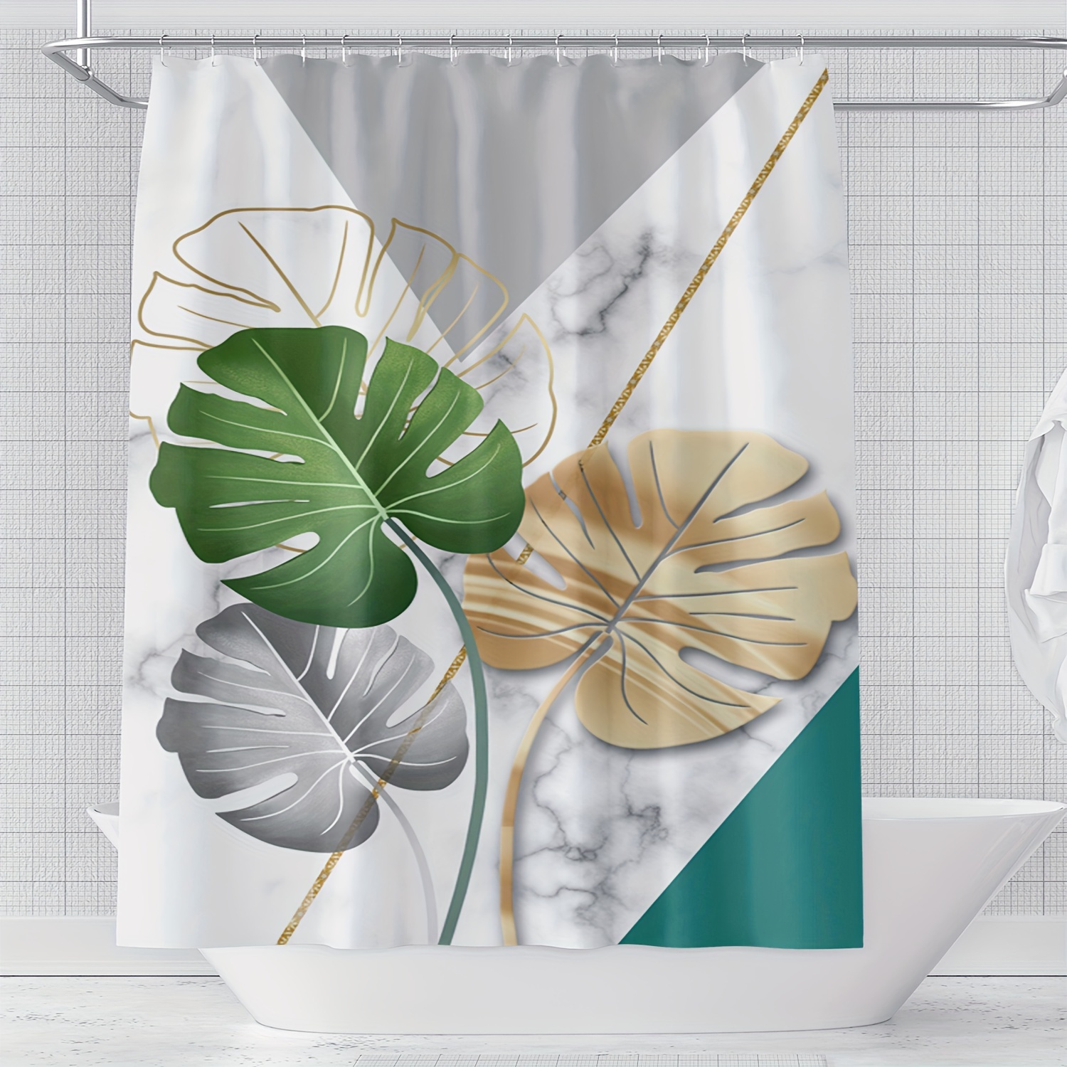 1pc Marble Leaf Pattern Shower - Home Bathroom Partition recension och pris