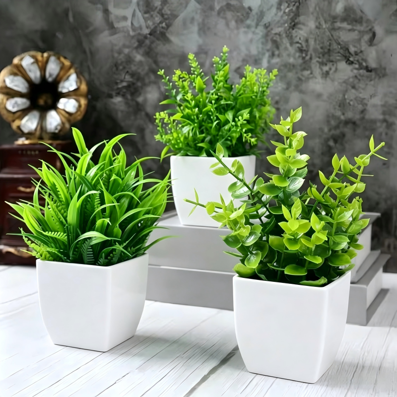 Mini Artificial Potted Plants  - Home Bathroom Shelf recension och pris