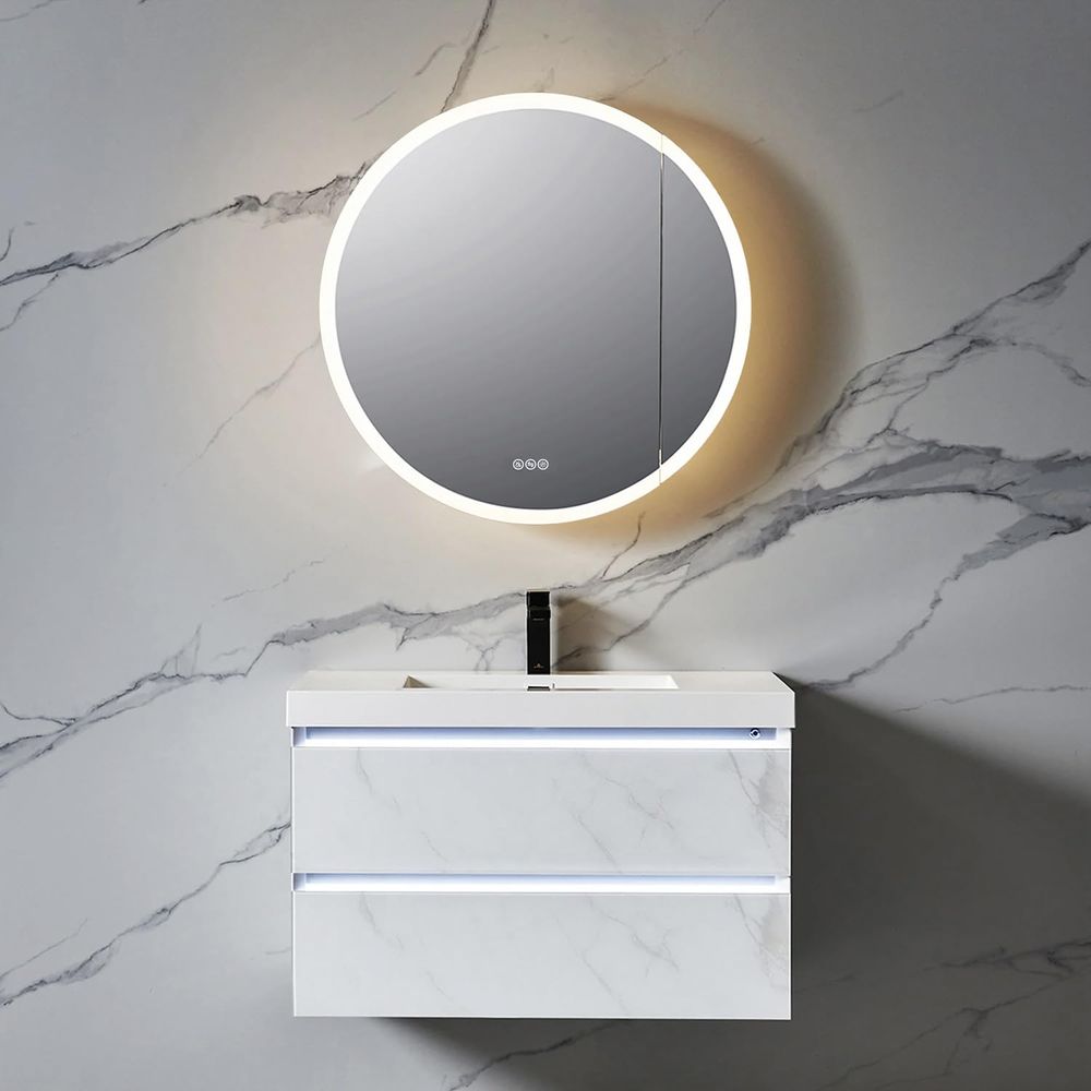 32 Inch Round LED Medicine Cab - Bathroom Cabinet Mirror recension och pris