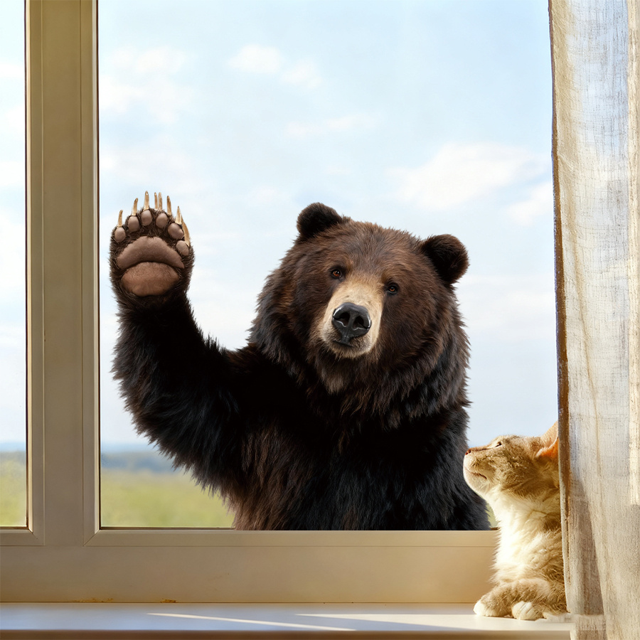 1Pc Lifelike Bear Wall Sticker - Home One Bathroom recension och pris
