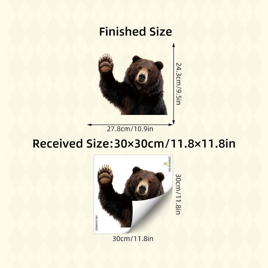 1Pc Lifelike Bear Wall Sticker - Home One Bathroom recension och pris