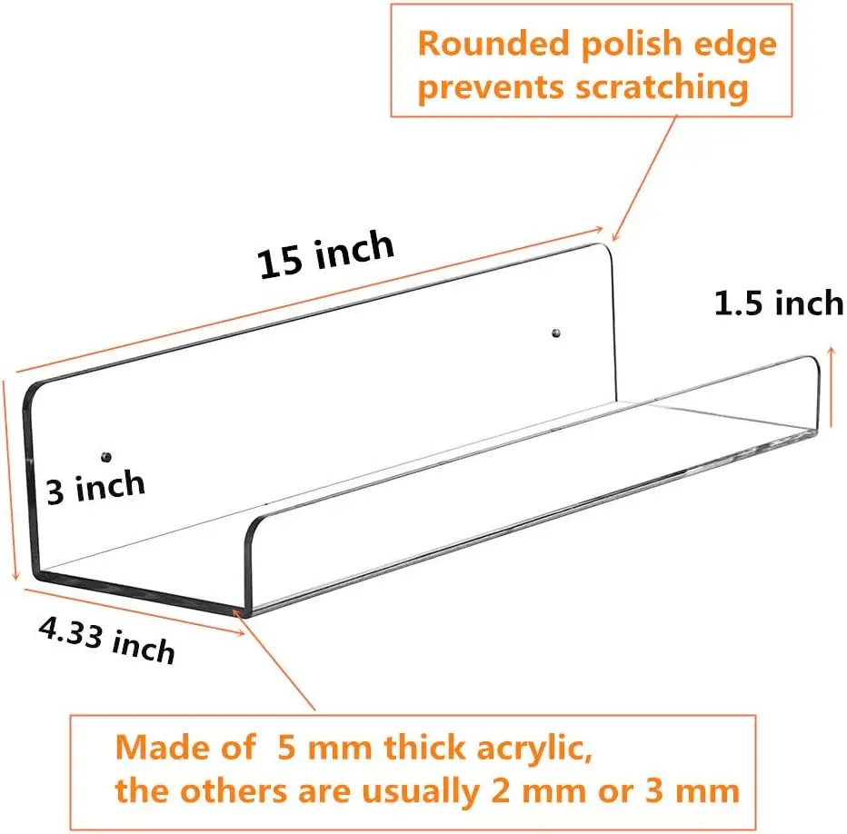 Clear Acrylic Floating Shelves - Home Bathroom Shelf recension och pris