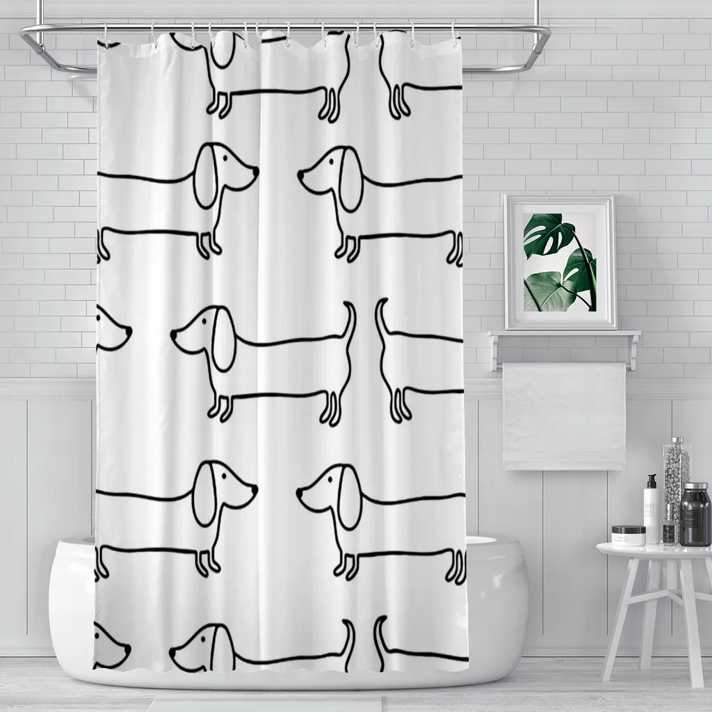 Dachshund Black White Bathroom - Home Bathroom Partition recension och pris