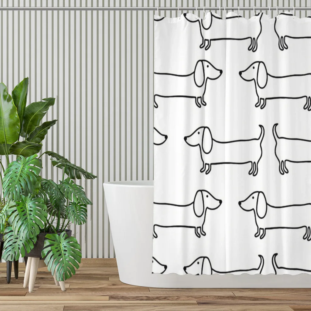 Dachshund Black White Bathroom - Home Bathroom Partition recension och pris