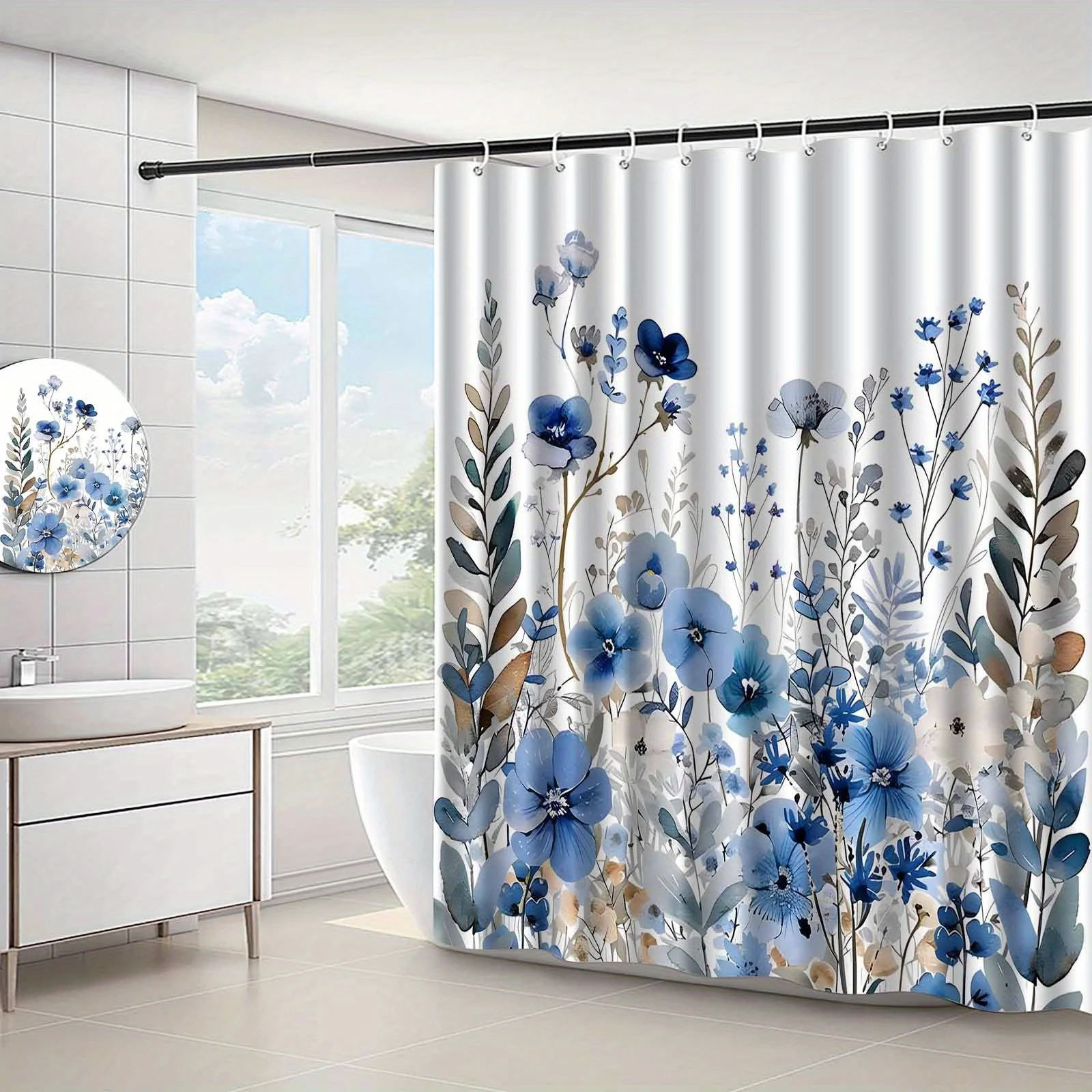 Watercolor Floral Plant Shower - Home Bathroom Partition recension och pris