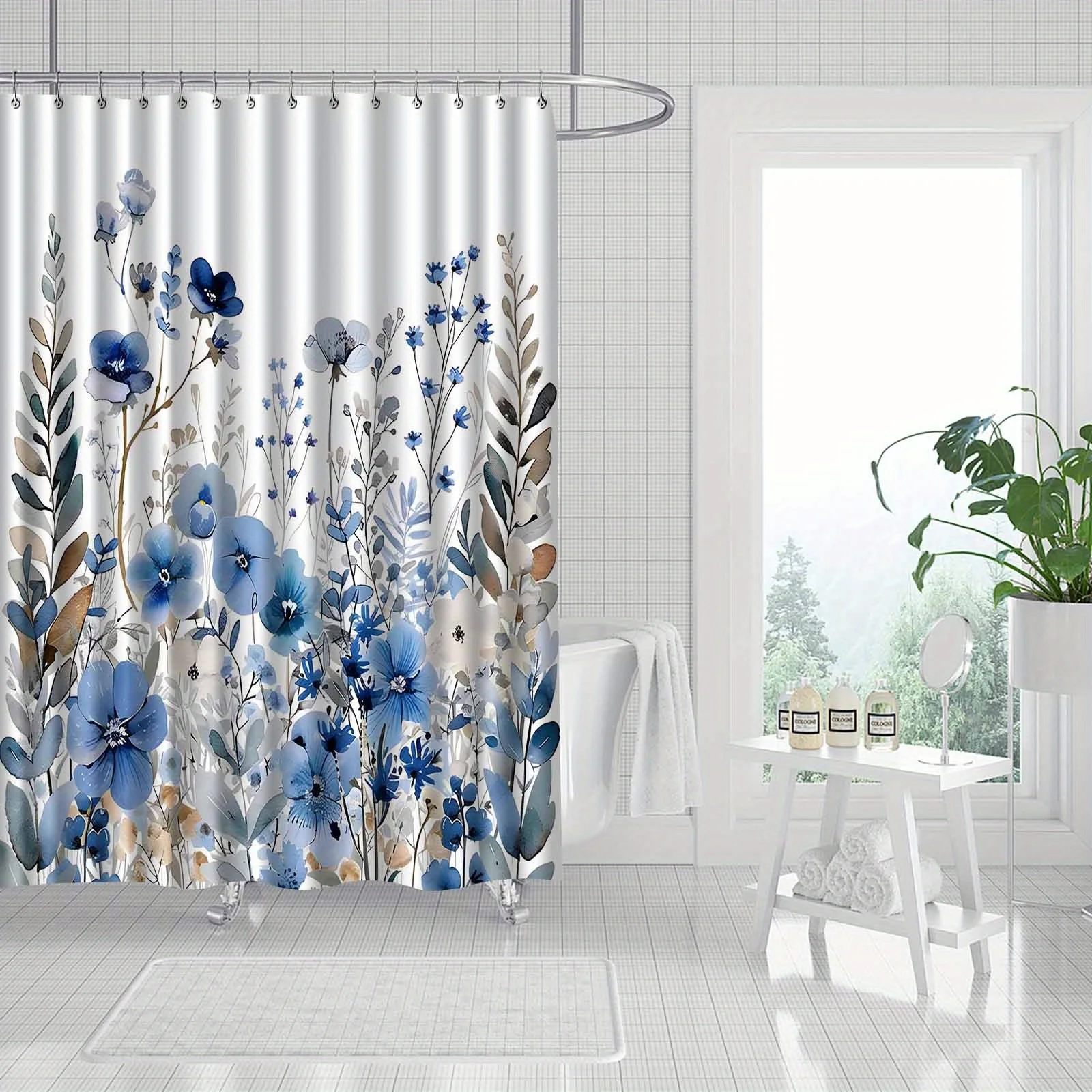 Watercolor Floral Plant Shower - Home Bathroom Partition recension och pris