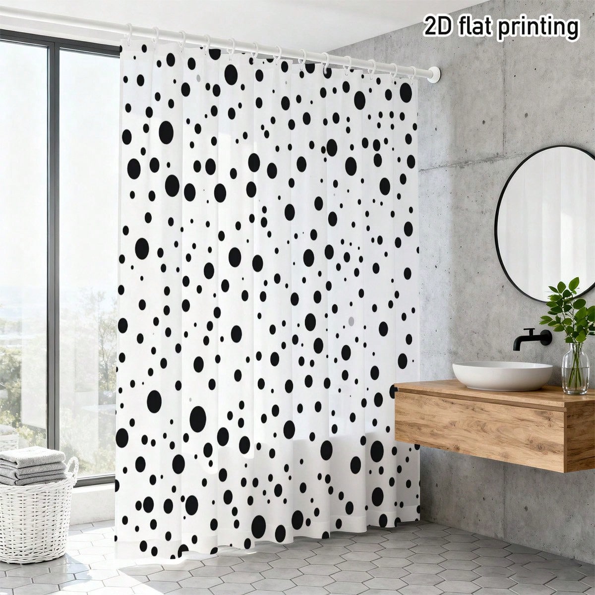 1PC Minimalist 2D Polka Dot Sh - Home Bathroom Partition recension och pris